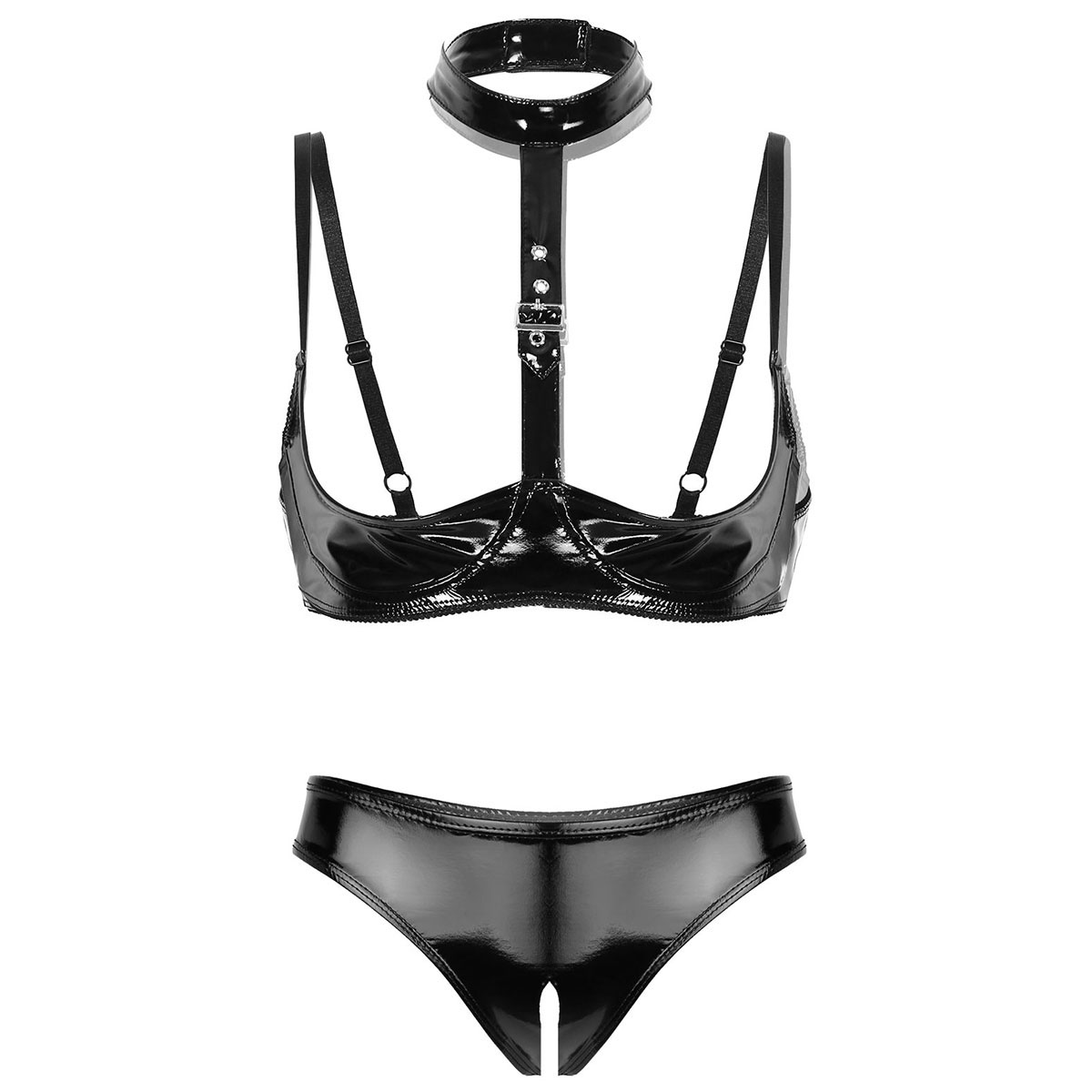 Bralette Triangle Set - Ensemble de lingerie en cuir verni