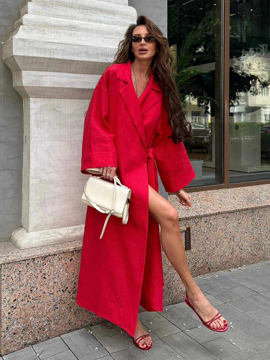 Linen Dress Wrap - Nouvelle Robe Longue Élégante et Chic