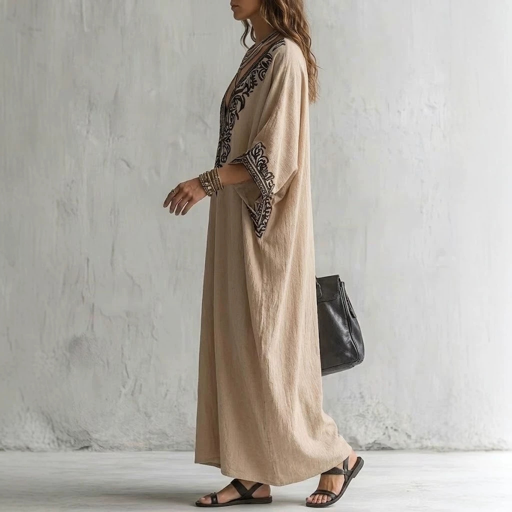 Robe longue bohème brodée pour - Cover Up Kaftan avis et prix