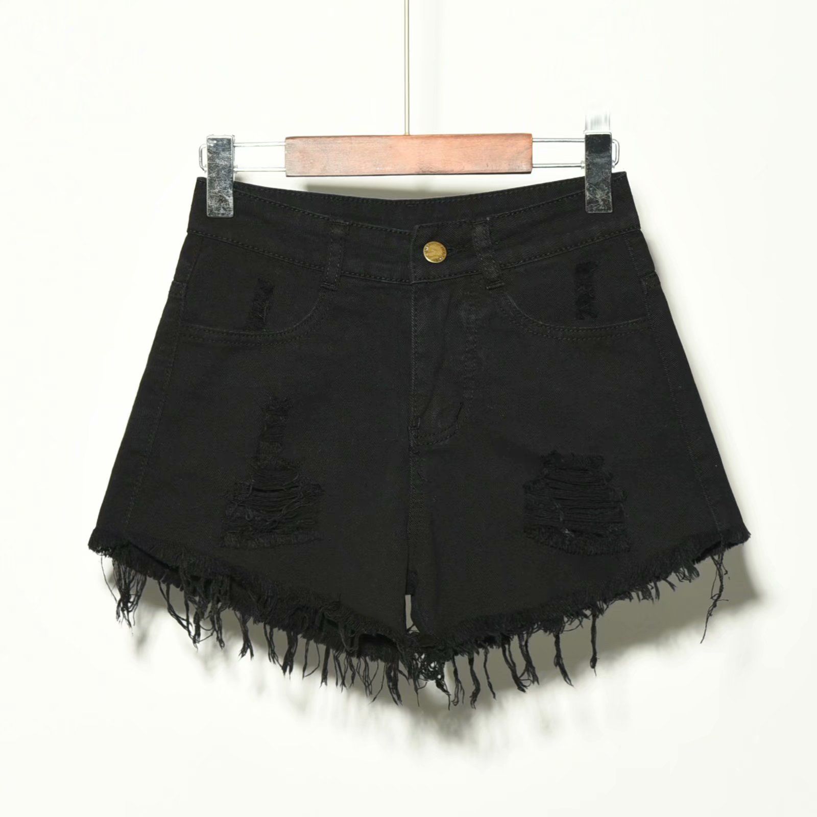 Shorts en jean taille haute po - Shorts Denim Frayed avis et prix