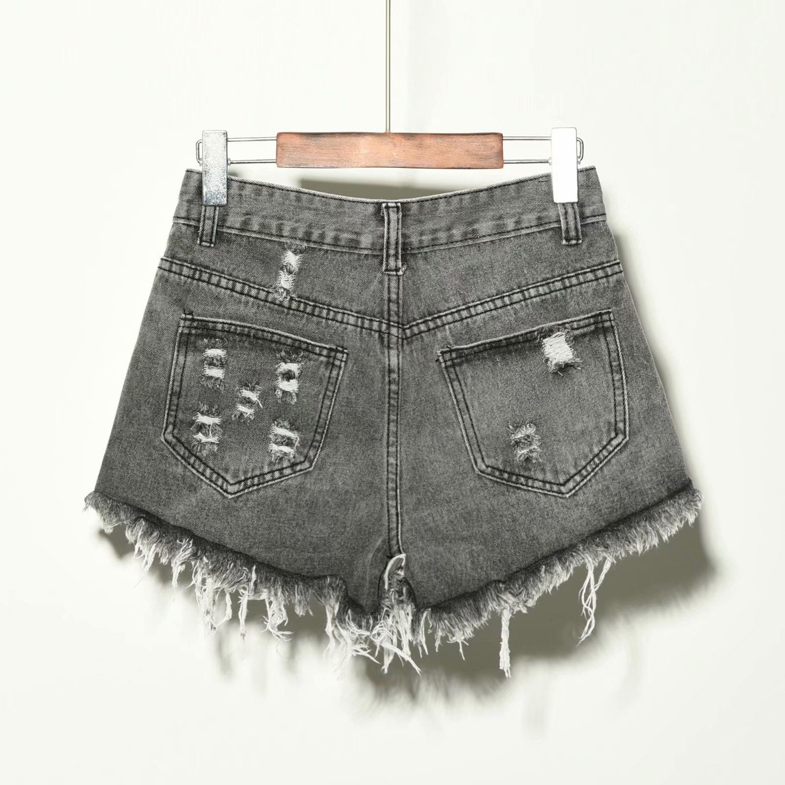 Shorts en jean taille haute po - Shorts Denim Frayed avis et prix