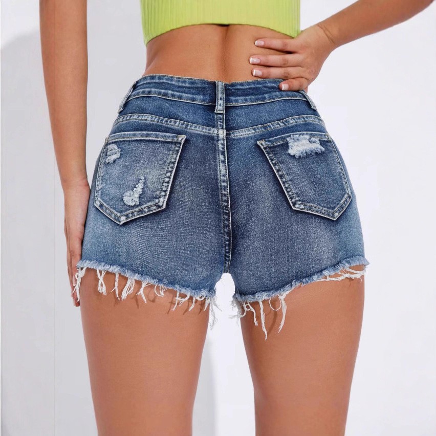 Shorts en jean bleu délavé à t - Shorts Denim Frayed avis et prix
