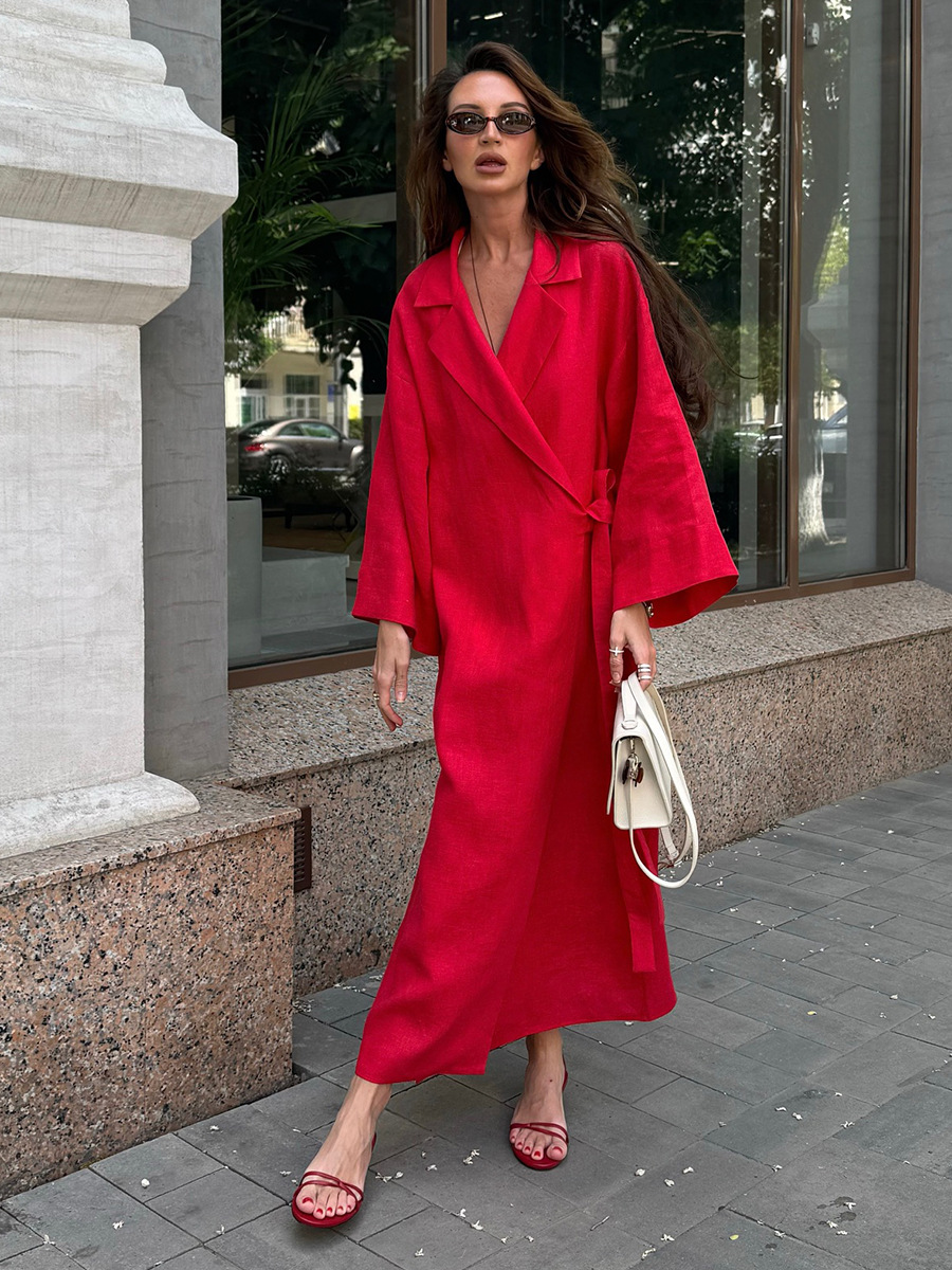 Nouvelle Robe Longue Élégante  - Linen Dress Wrap avis et prix
