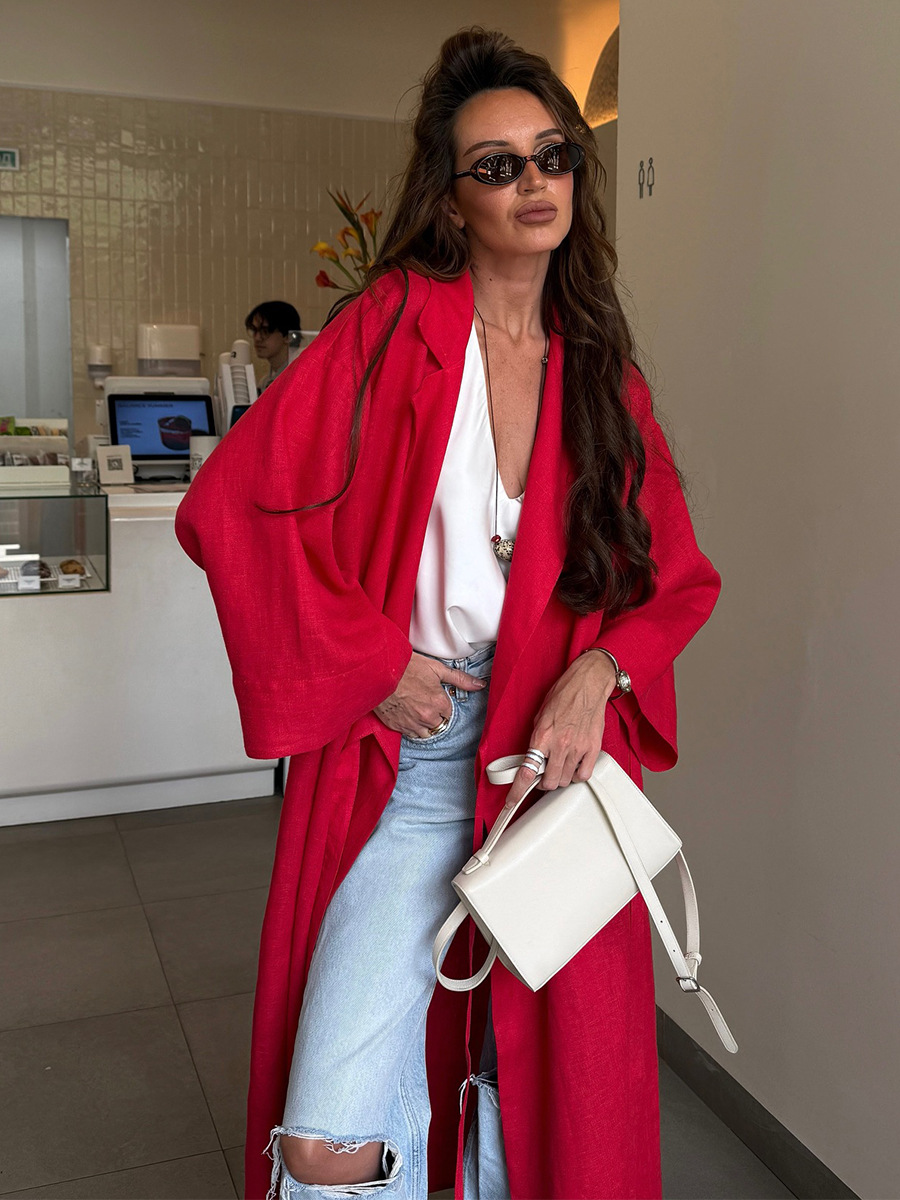 Nouvelle Robe Longue Élégante  - Linen Dress Wrap avis et prix